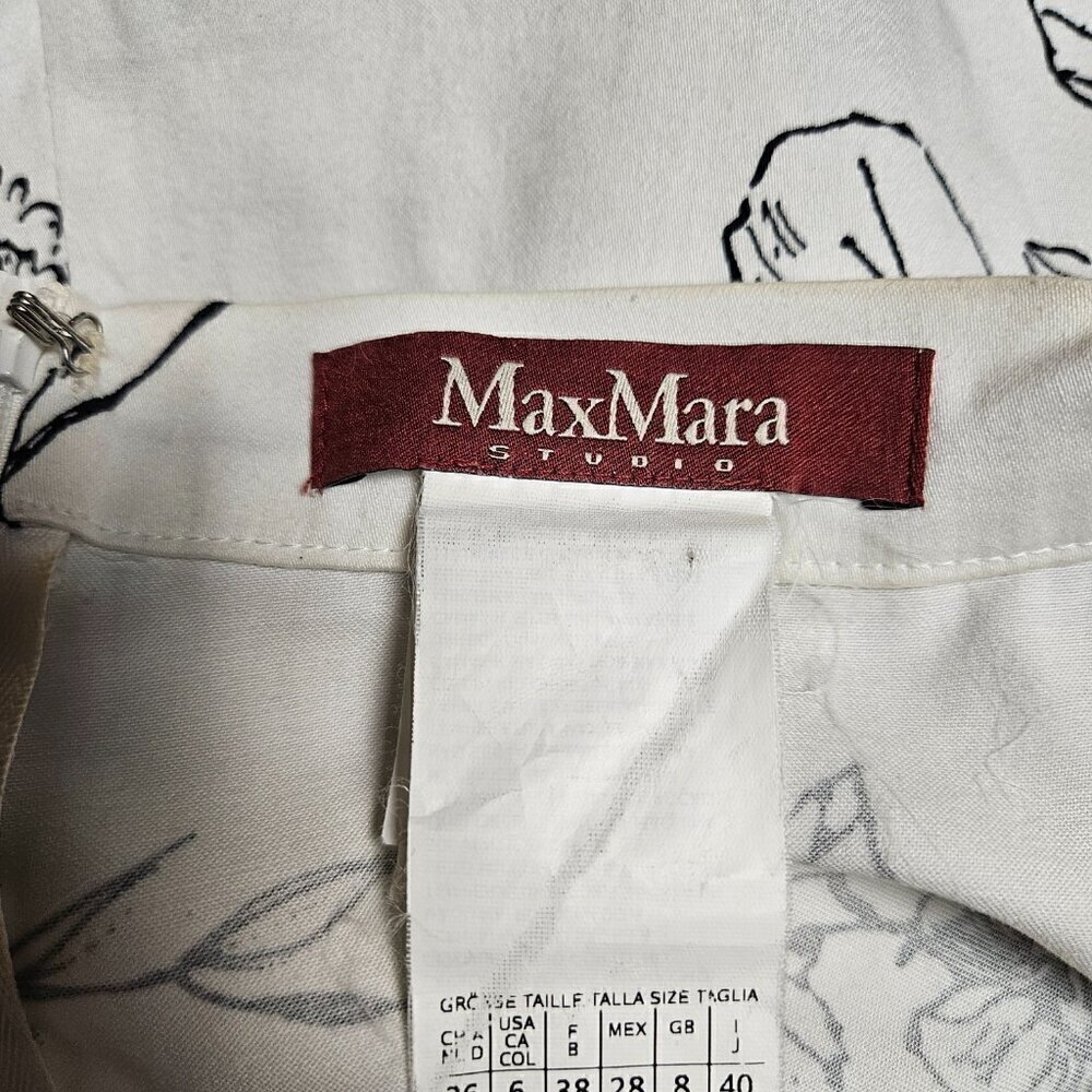 MaxMara Black and White Floral A-Line Skirt Size 6 - Picture 3 of 11